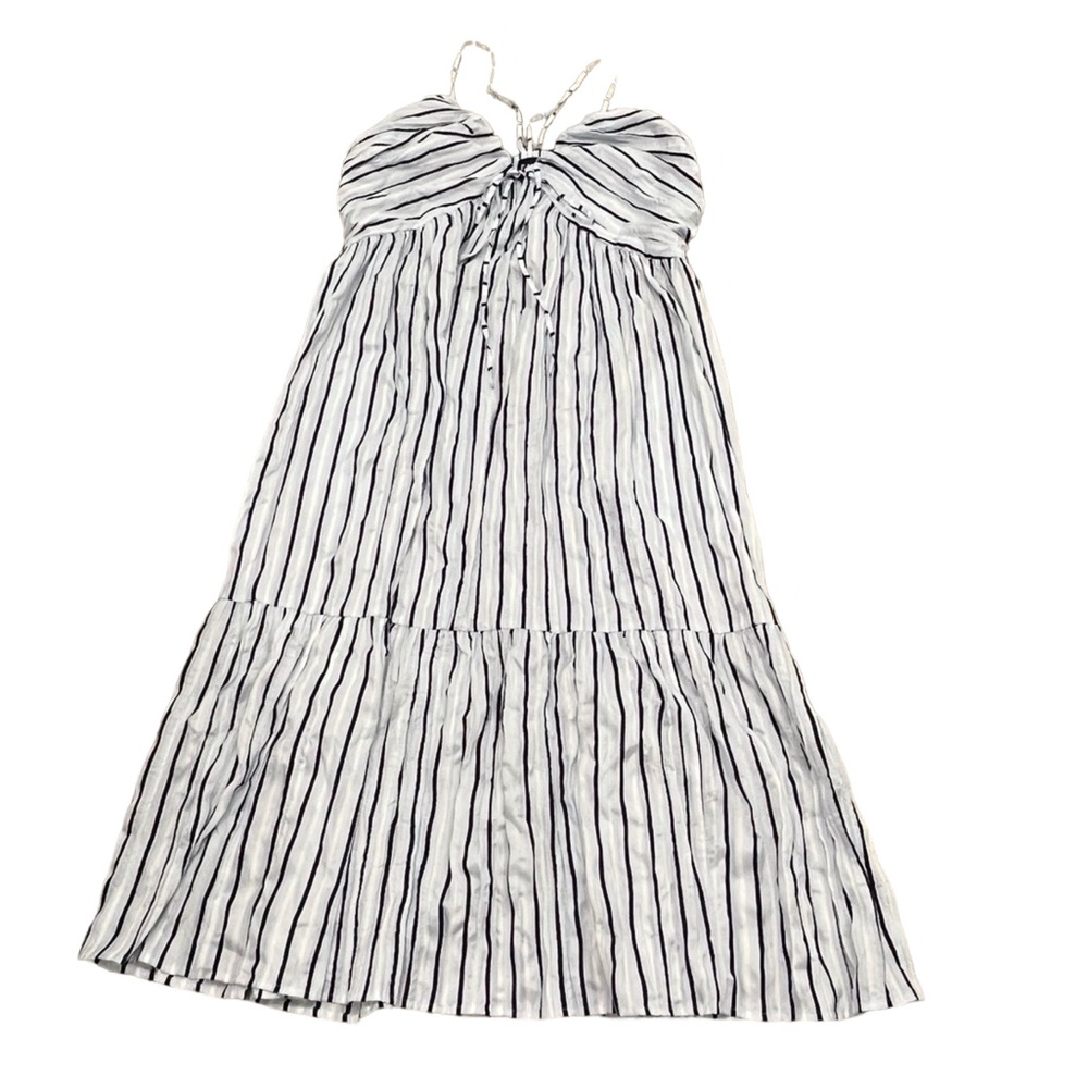 Tie-Front Ruffle Hem Maxi Dress XL Prairie Cottage core Y2K Boho Coastal Cowgirl - Picture 5 of 11